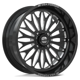 BKT TR 171 44x11.2-24 Tires on MSA Shockwave Gloss Black Milled